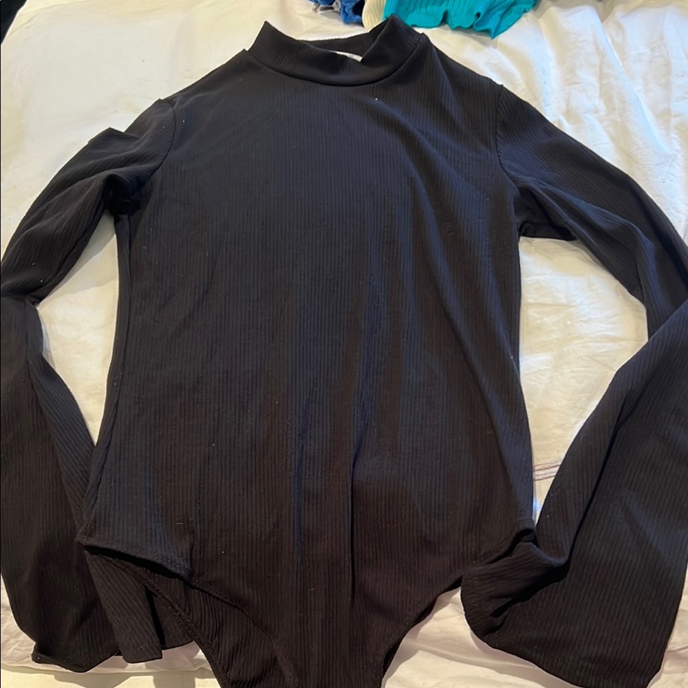 Altar'd State Black Fitted Long Sleeve Bodysuit